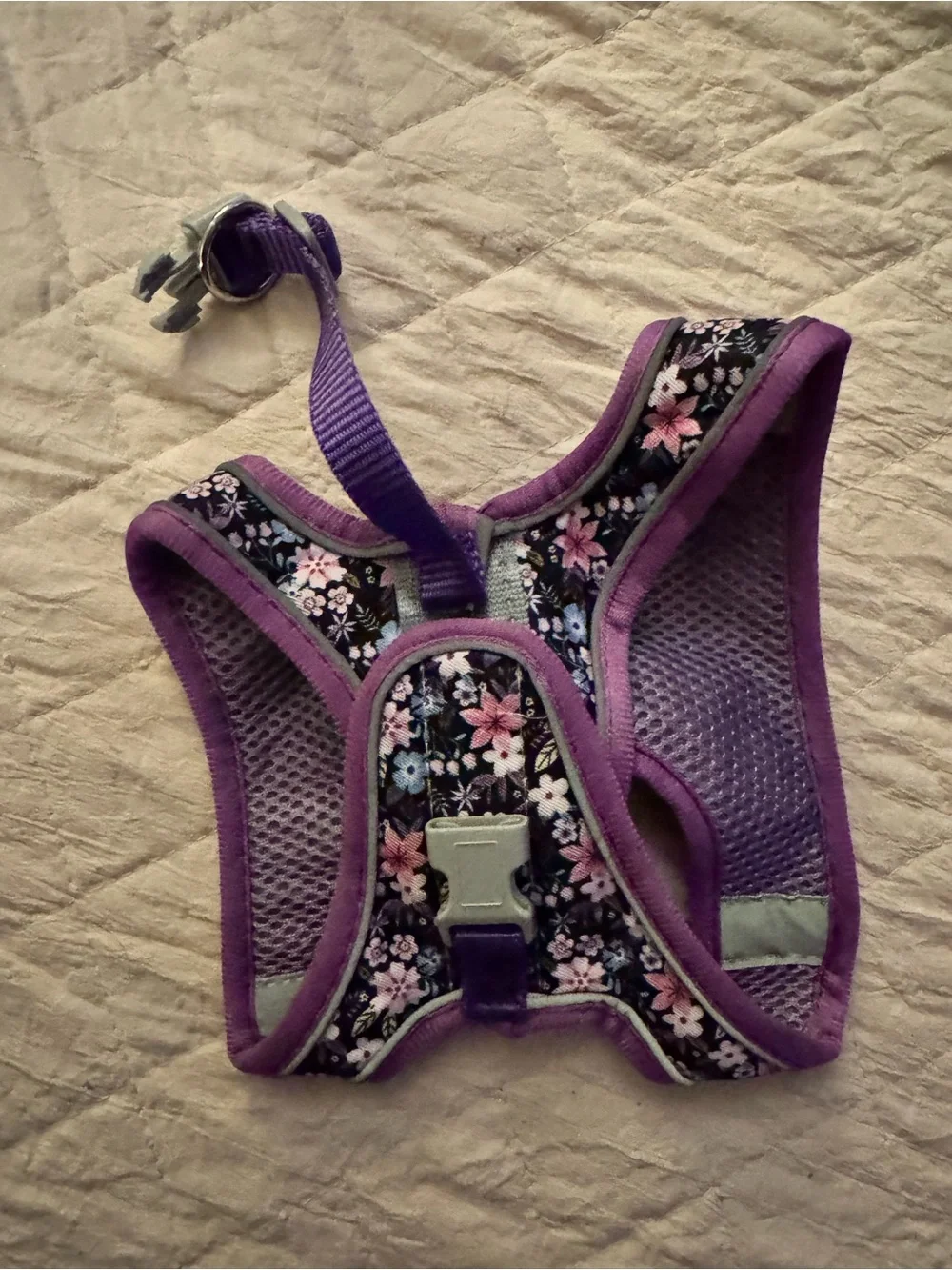 Purple Floral dog Harness Vest with Matching Leash